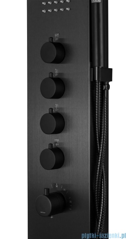 Corsan Samsara panel natryskowy z termostatem stalowy czarny S-003TSC