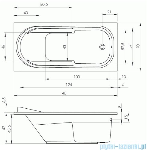 Riho Columbia wanna prostokątna 140x70cm z hydromasażem Air lewa B004003005