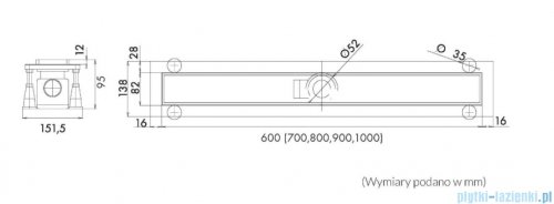 Schedpol Schedline Regular Line odpływ liniowy z maskownicą Steel 70x8cm SOLSL-70080