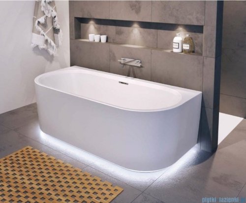 Riho Desire Back2wall Velvet wanna wolnostojąca z oświetleniem Riho Fall napełnianie przez przelew przyścienna z hydromasażem Sparkle Mood 180x84cm MATOWA B089014105