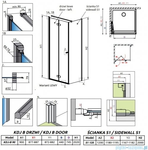 Radaway Fuenta Kdj B kabina 90x120cm lewa chrom połysk szkło przejrzyste 1384082-01-01L/1384054-01-01