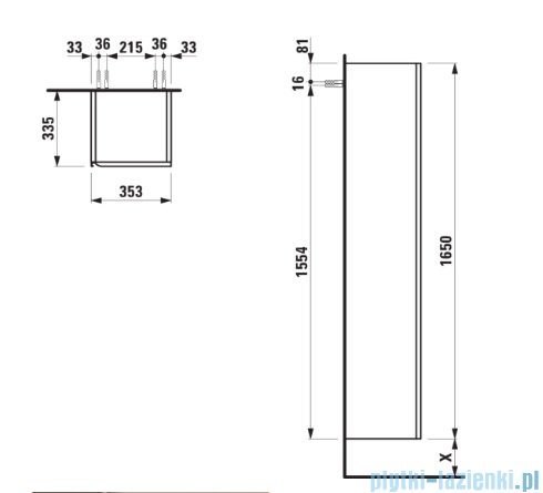 Laufen MEDA kolumna wysoka 165 cm drzwi prawe Cappuccino H4216520114651