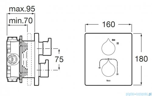 Roca Insignia bateria prysznicowa termostatyczna podtynkowa Chrom A5A2C3AC00
