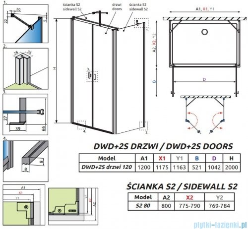 Radaway Nes 8 Black Dwd+2S kabina 80x120x80cm czarny mat/szkło przejrzyste 10080080-54-01/10082120-54-01/10080080-54-01