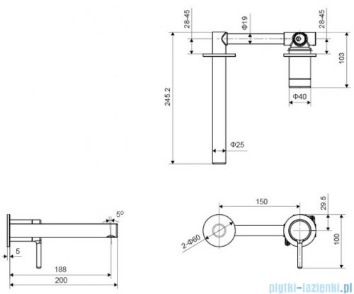 Excellent Pi bateria umywalkowa podtynkowa czarny mat AREX.1214BL