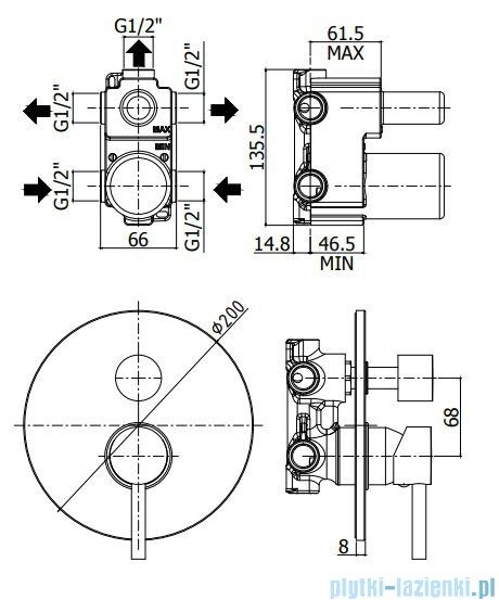 Paffoni Bateria natryskowa podtynkowa Stick chrom SK019CR