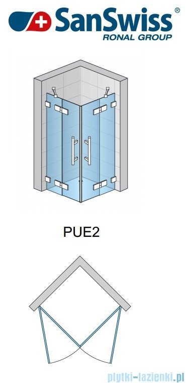SanSwiss Pur PUE2 Wejście narożne 2-częściowe 75-120cm profil chrom szkło Pas satynowy Prawe PUE2DSM11051