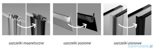 Radaway Nes 8 Black Dws I drzwi wnękowe 130cm W2 prawe czarny mat szkło przejrzyste 10078120-54-01R/10078112-01-01