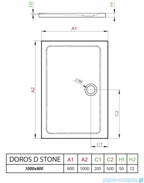 Radaway Doros D Stone brodzik 100x90 kaszmirowy SDRD1090-01-84S