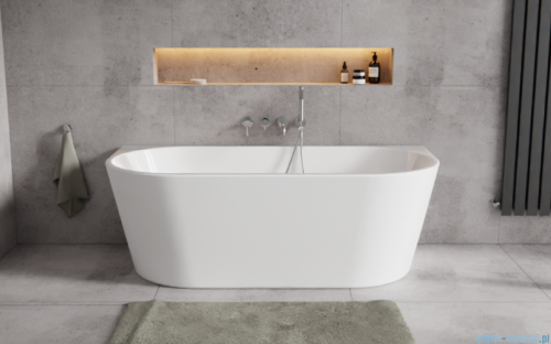 Besco Vica New wanna 160x80cm wolnostojąca przyścienna z odpływem klik-klak biały #WAS-160VNBO