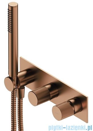Omnires Contour bateria prysznicowo-wannowa podtynkowa z rączką prysznicową miedź szczotkowana CT8035/1CPB