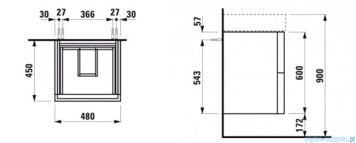 Laufen KARTELL szafka pod umywalkę 48x45cm kamienno szary H4075090336411