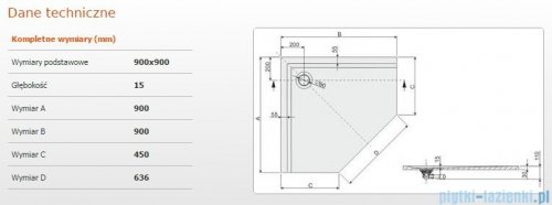 Sanplast Space Mineral brodzik pięciokątny z powłoką BPK-M/SPACE 90x90x1,5 cm 645-290-0830-01-002