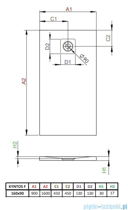 Radaway Kyntos F brodzik 160x90cm cemento HKF16090-74