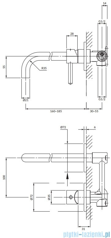 Omnires Y bateria umywalkowa podtynkowa biały mat Y1215HWM