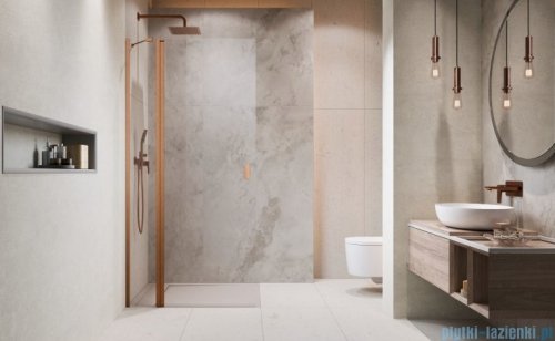 Radaway Nes KDD II Brushed Copper kabina walk-in 80cm lewa szczotkowana miedź szkło przejrzyste 10031080-93-01L
