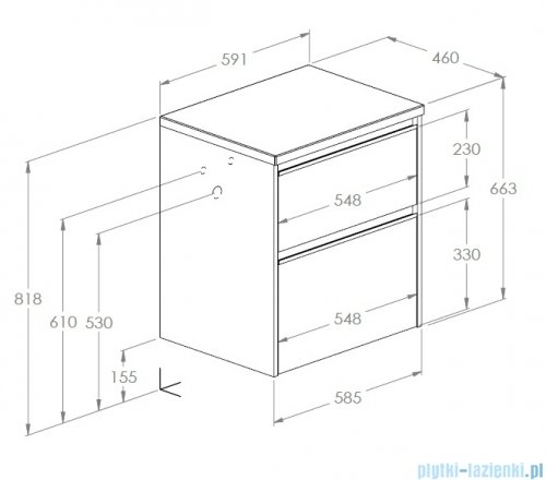 Roca Gap Pro szafka wisząca 59x46x66 NIEBIESKI MAT A857896538