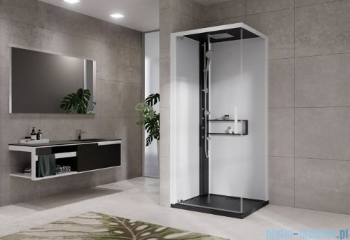 Novellini Glax 2 2.0 kabina z hydromasażem 80x80 lewa czarna G22GF80ST1-1HU