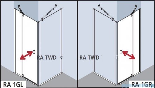 Kermi Raya Drzwi wahadłowe, 1-skrzydłowe, z polem stałym, prawe/przezroczyste KermiClean, profile srebrne 90x200 RA1GR09020VPK