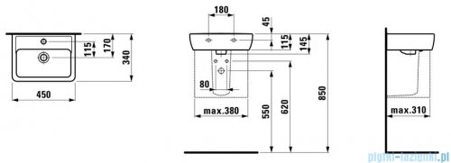 Laufen Pro A umywalka ścienna 45x34cm biała H8119510001041