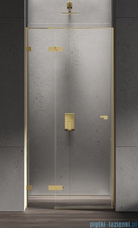 New Trendy Eventa Gold Shine drzwi wnękowe pojedyncze 120x200 cm przejrzyste lewe Złoty połysk EXK-4679