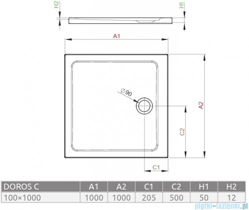Radaway Doros C Stone brodzik 100x100 kaszmirowy SDRC1010-01-84S