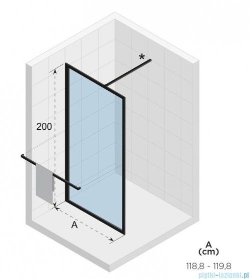 Riho Lucid GD400 kabina prysznicowa Walk In 120x200cm czarna G005027121