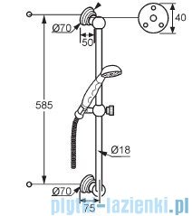 Kludi Adlon Zestaw natryskowy z prętem ściennym 60cm mosiądz 2710345