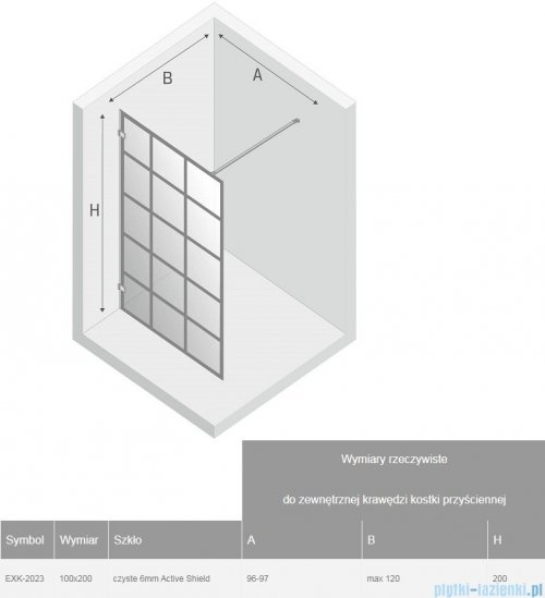 New Trendy Avexa Black kabina Walk-In 100x200 cm przejrzyste EXK-2023