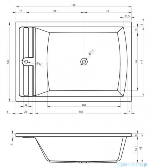 Riho Savona wanna prostokąta 190x130cm z hydromasażem Flow lewa B065011005