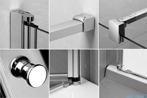 Radaway Eos DWD Drzwi wnękowe 90 szkło przejrzyste + brodzik Delos C + syfon 37703-01-01N
