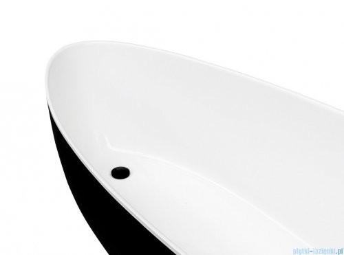 Besco Goya XS 142x62cm wanna biało-czarna wolnostojąca + syfon klik-klak czarny czyszczony od góry #WMD-140-GWB