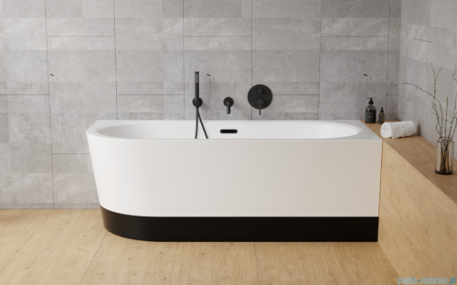 Besco Avita A-line 170x75cm wanna wolnostojąca przyścienna prawa akrylowa + syfon klik-klak biały z przelewem slim #WAA-170APBS