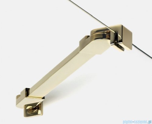 New Trendy New Soleo Light Gold 90x90x195 cm kabina lewa drzwi składane pojedyncze wspornik skośny złoty jasny połysk/szkło przejrzyste  K-1909