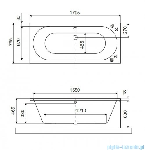 Excellent Oceana Slim wanna prostokątna 180x80 antracyt mat WAEX.OCE18ANMS