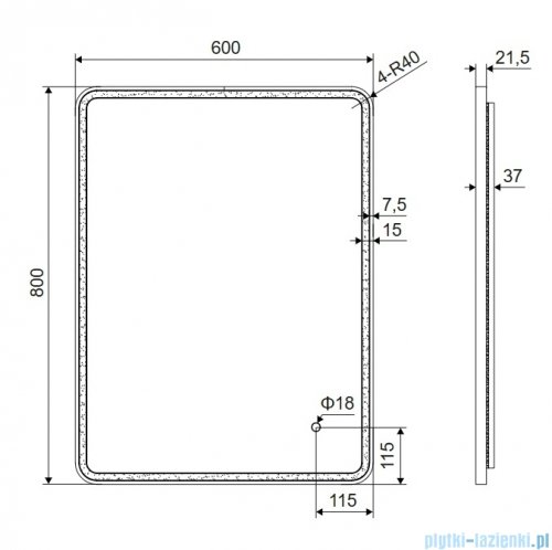 Excellent Corido lustro wiszące LED prostokątne 80x60 cm mata grzewcza miedź szczotkowana DOEX.CO080.060.CB