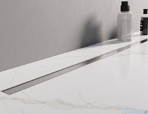 New Trendy Visio Slim odpływ liniowy z rusztem polerowanym w kolorze chromu 90x3,2 cm OL-0069