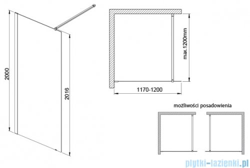 Sanplast Exa Line P/EXA LINE Kabina walk-in 120x200 cm czarny matowy 600-540-1460-59-401