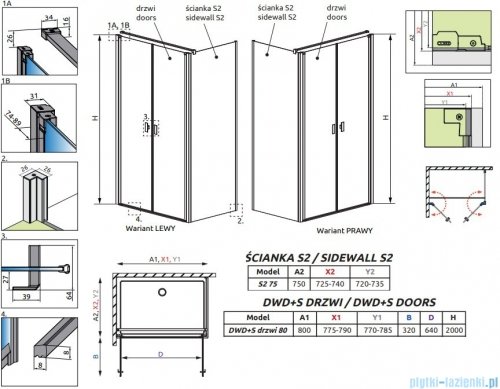 Radaway Nes Black DWD+S kabina 80x75cm czarny mat/szkło przejrzyste 10034080-54-01/10040075-54-01