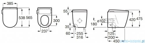 Roca Avant Miska WC stojąca ze zintegrowanym zbiornikiem In-Tank® (zewnętrzne podłączenie wody) A80336MS0H