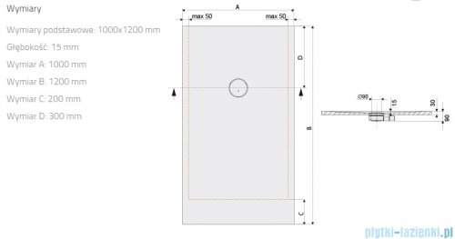 Sanplast Structure Mineral B-M/STRUCTURE brodzik prostokątny 100x120x1,5 cm biały 645-360-0650-01-010