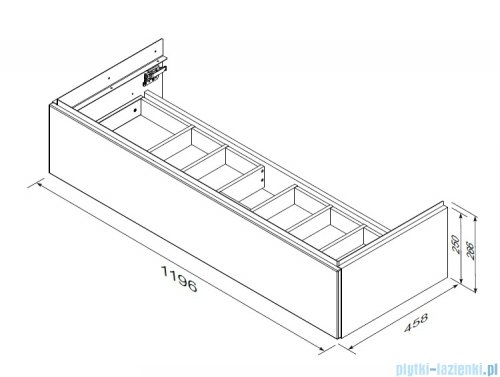 Oristo Etna Konsola podumywalkowa wisząca Ryflowana 120x45x25 oliwkowy mat OR52-SD1S-120-17R