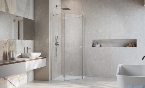 Radaway Essenza 8 Brushed Nickel Ptj kabina pięciokątna 90x90cm lewa szczotkowany nikiel 10490000-91-01L/10490200-01-01