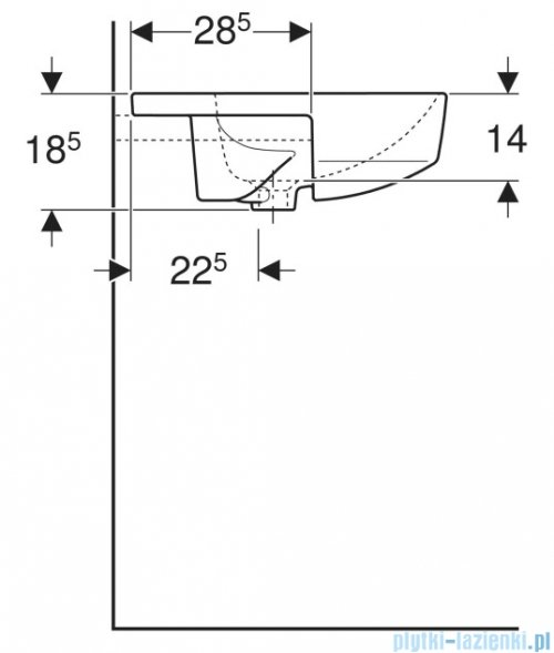 Geberit VariForm Umywalka okrągła z półką, częściowo wpuszczana w blat 50cm 500.782.01.2