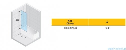 Riho Scandic NXT X409 parawan nawannowy chrom 90x150cm G001162120