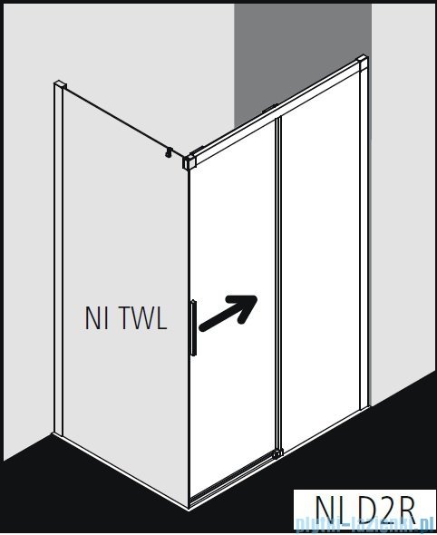 Kermi Nica drzwi przesuwne 2-częściowe z polem stałym prawe 160 cm NID2R16020VPK