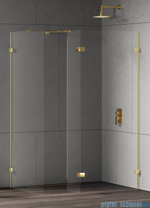 New Trendy Eventa Gold Shine kabina walk-in 110x80x200 cm z dodatkową ścianką przejrzyste EXK-4889/EXK-4864