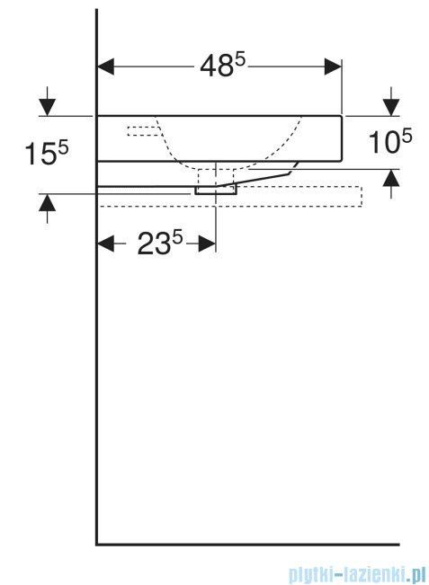 Geberit iCon Umywalka nablatowa z otworem na baterię 75x48 cm 124575000