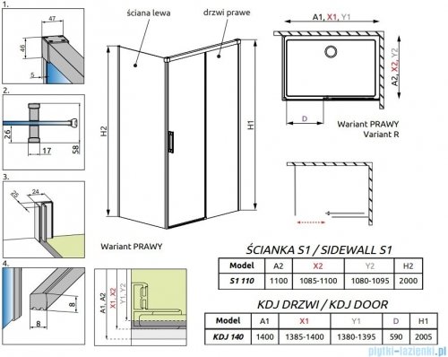 Radaway Idea White Kdj kabina 140x110cm prawa szkło przejrzyste 387044-04-01R/387053-04-01L