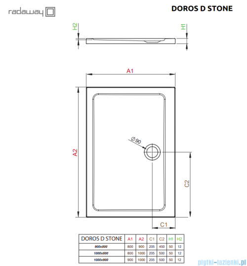 Radaway Doros D Stone brodzik 100x80x5 czarny SDRD1080-01-54S